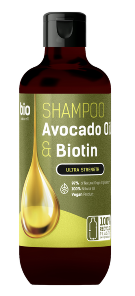 SHAMPOOING À LA BIOTINE À L'HUILE D'AVOCAT BIO NATURELL, ULTRA PUISSANT, 355 ML